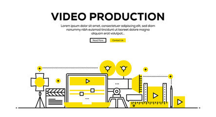 Naklejka premium VIDEO PRODUCTION FLAT LINE WEB BANNER DESIGN