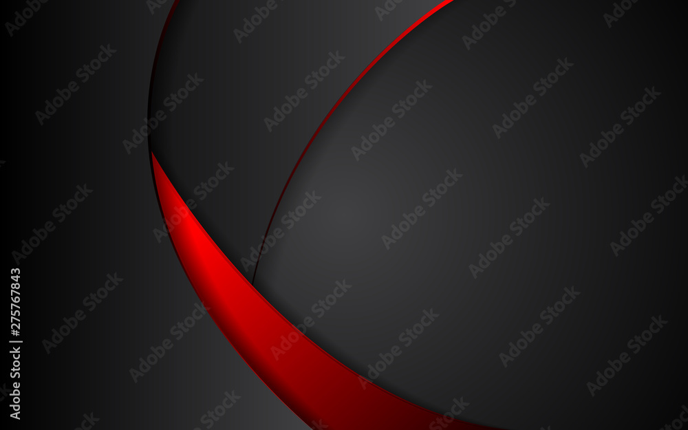 Poster abstract background red and black frame layout steel design tech innovation concept with curve shape
