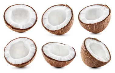 Foto auf Alu-Dibond Coconut slice. Coco piecs isolated on white background © MarcoFood