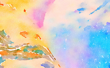 Oil pastel drawing. Abstract color background. Fine art print. Impressionism style abstraction. Modern surrealism painting. Good as wall decor poster. Stock. Surreal bright design. Watercolor elements