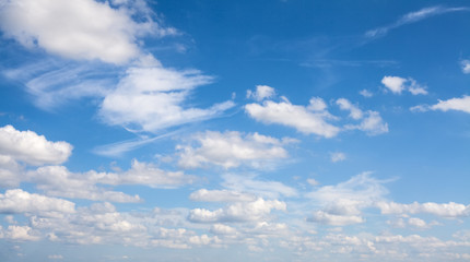 Blue sky clouds background. Beautiful landscape with clouds on sky