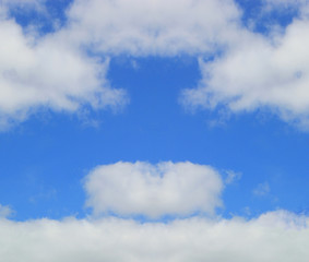 Blue sky with clouds background banner on sunny day 