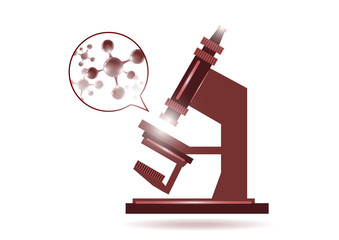 Abstract microscope background with the study of bacteria, molecules, substances. Science, education, chemistry, experiment, laboratory concept.