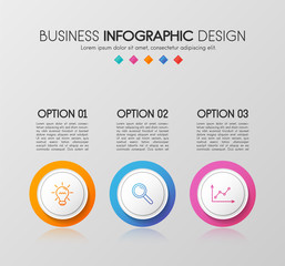 Colourful infographic with 3 elements. Timeline. Vector