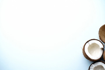 summer background, tropical beach, vacation, fruit minimal concept. creative layout of coconut on...
