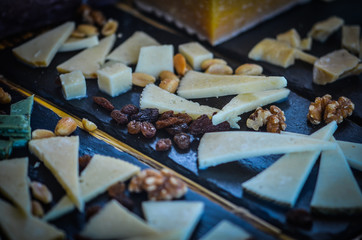 mix of cheese selection close up