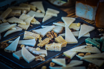 mix of cheese selection close up