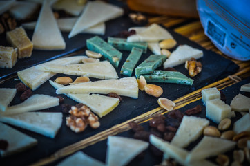 mix of cheese selection close up