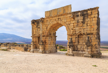 Arches at the ruins of Volubilis, ancient Roman city in Morocco.