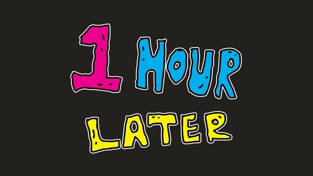 kids drawing black screen with theme of 1 hour later