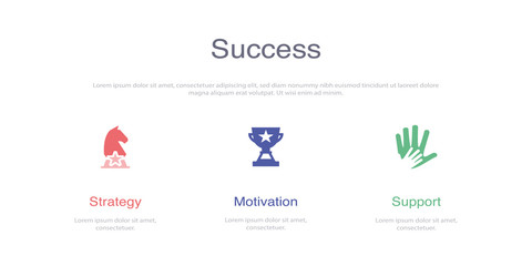 SUCCESS MANAGEMENT INFOGRAPHIC DESIGN TEMPLATE WİTH ICONS AND 3 OPTIONS OR STEPS FOR PROCESS DIAGRAM