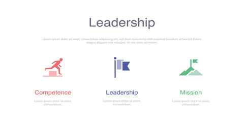 LEADERSHIP INFOGRAPHIC DESIGN TEMPLATE WİTH ICONS AND 3 OPTIONS OR STEPS FOR PROCESS DIAGRAM