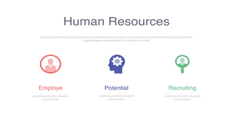 HUMAN RESOURCES INFOGRAPHIC DESIGN TEMPLATE WİTH ICONS AND 3 OPTIONS OR STEPS FOR PROCESS DIAGRAM