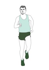 Runner man,athlete,marathon runner,Sprinter. Isolated icon on white,flat design.Adapted for websites and mobile applications.Vector image.