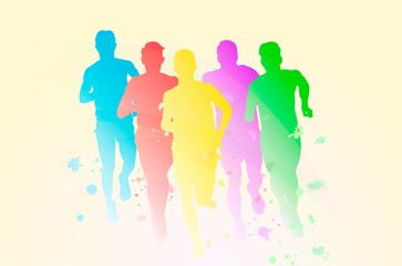 runners group of people,athletes.Isolated icon on white,flat design.Adapted for websites and mobile applications.Vector image.