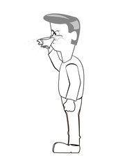 runny nose,sneezing people, vector image.