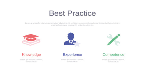 BEST PRACTICE INFOGRAPHIC DESIGN TEMPLATE WİTH ICONS AND 3 OPTIONS OR STEPS FOR PROCESS DIAGRAM