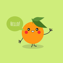 cute orange fruit vector illustration