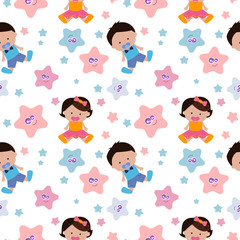 Baby Shower it's a boy and it's a girl seamless pattern