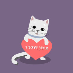 Fototapeta premium cute card with cat in love