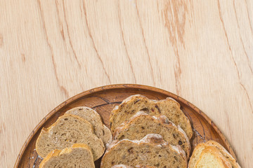 Sliced fread rutic bread.