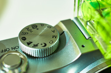 Close-up image of DSLR camera button dial