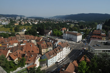Fototapeta na wymiar Switzerland: The old town of Baden City in canton Aargau