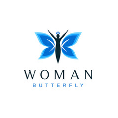 Creative Butterfly With Woman Logo Template-vector