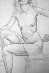 Fototapeta na wymiar human's figure, pencil drawing illustration, sketch