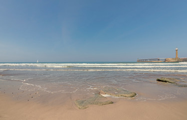 Whitby beach and pier.