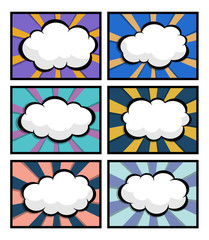 set of comic book, pop art with blank speech bubble