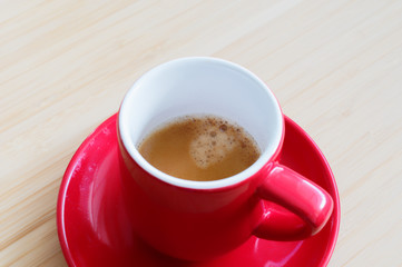 Espresso coffe in red cup