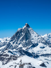 Fototapeta na wymiar Matterhorn from Matterhorn Glacier Paradise or, Klein Matterhorn is a peak of the Pennine Alps, overlooking Zermatt in the Swiss canton of Valais