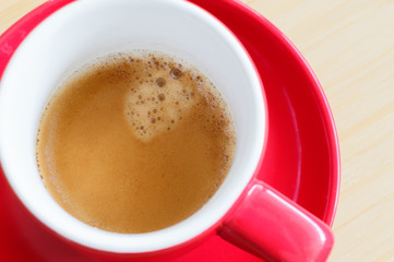 Espresso coffe in red cup