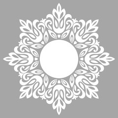 Decorative frame Elegant vector element for design in Eastern style, place for text. Floral grey border. Lace illustration for invitations and greeting cards