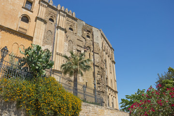 Close view of the back facade of the Norman palace in Palermo Sicily, Unesco heritage royal palace monument