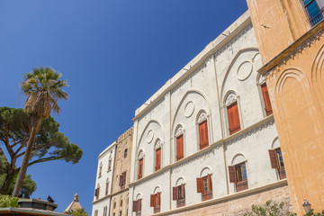 Naklejka premium Royal palace in Palermo, back side restaured facade of this historical monument and Norman palace Unesco heritage
