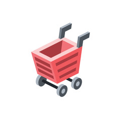 Basket. Vector 3d isometric color icon new flat style. Creative illustration, idea for infographics.