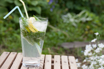 Homemade mojito in a glass cup
