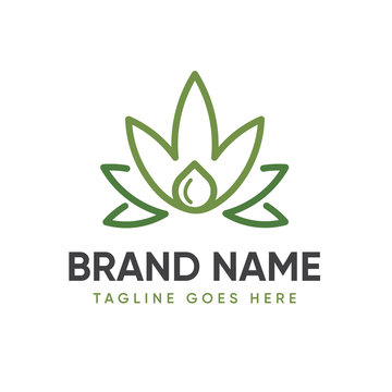 Cannabis Leaf with Oil Logo Template-vector