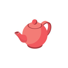 Red teapot kettle. Vector 3d isometric color icon new flat style. Creative illustration, idea for infographics.
