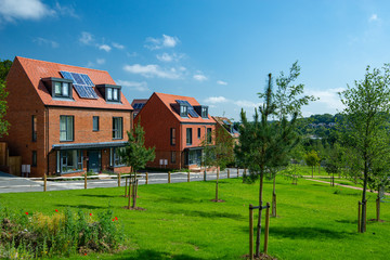 New English Estate with blue sky