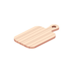 Cutting wood board. Vector 3d isometric color icon new flat style. Creative illustration, idea for infographics.