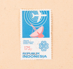 INDONESIA - CIRCA 1983: A stamp printed in Indonesia shows a radar installation, circa 1983