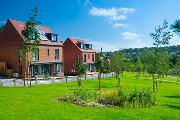 New English Estate with blue sky