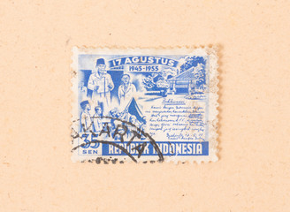 INDONESIA - CIRCA 1955: A stamp printed in Indonesia shows the period of 1945 to 1955, circa 1955