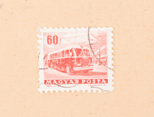 HUNGARY  - CIRCA 1963: A stamp printed in Hungary shows public transport, circa 1963