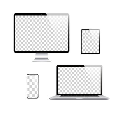 Set of computer, laptop in a flat vector style