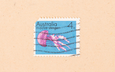 AUSTRALIA - CIRCA 1980: A stamp printed in Australia shows a Mauve Stinger, circa 1980