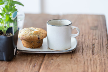 きのこマフィンのティータイム